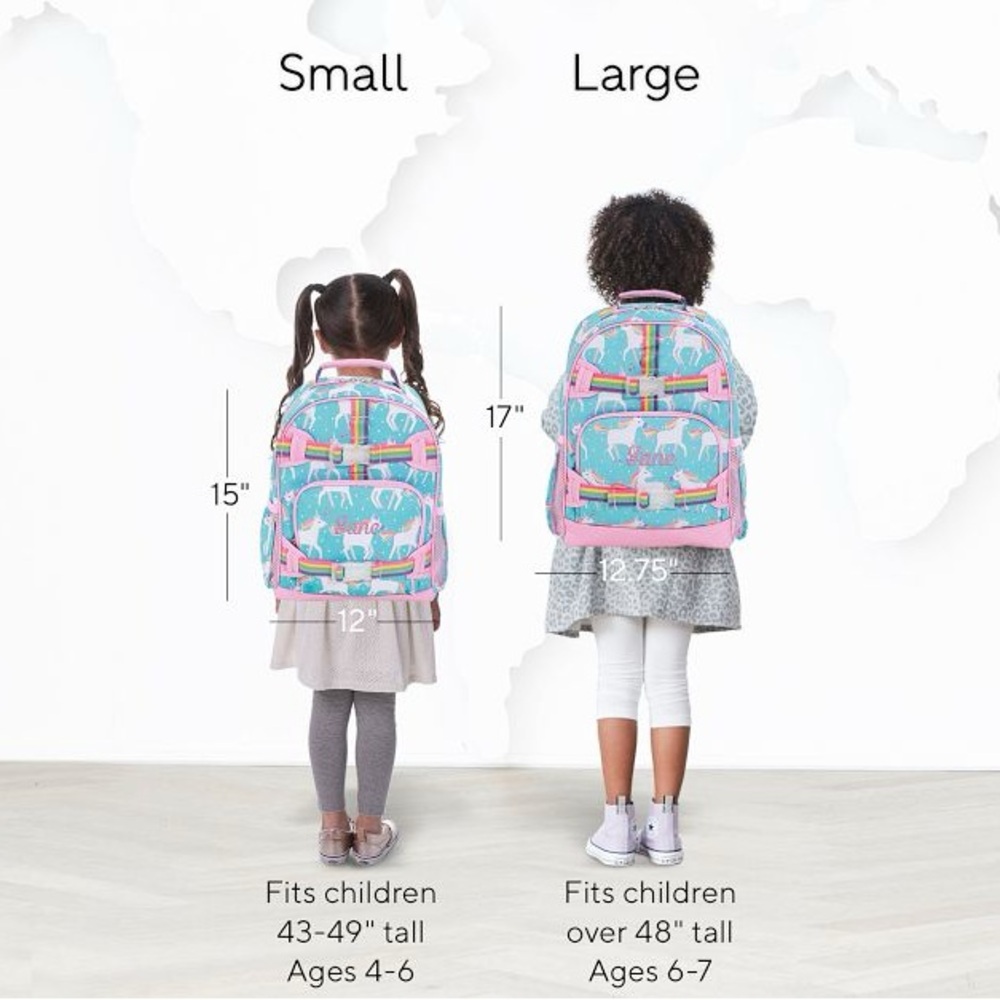 Pottery Barn Mackenzie Aqua Unicorn Parade Backpack Small Embroidered Madison - Picture 9 of 9